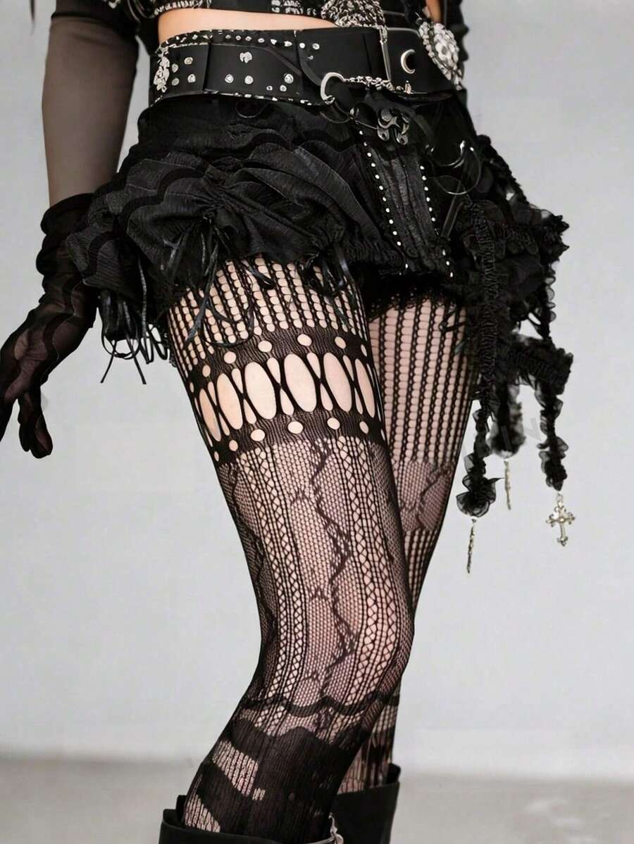 Tights Pantyhose Sheer - 1pc Asymmetric Hollow Fishnet Stockings, Sexy
