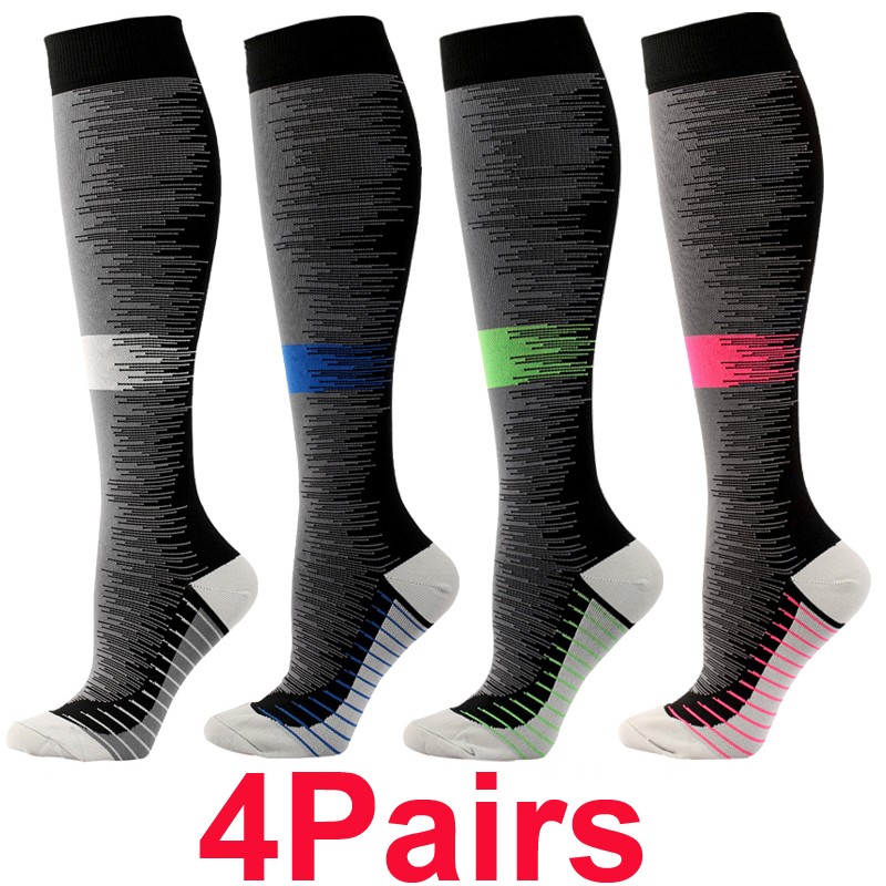 Compression Sock Medical - 4Pairs Football Soccer Stockings 20-30Mmhg Sport