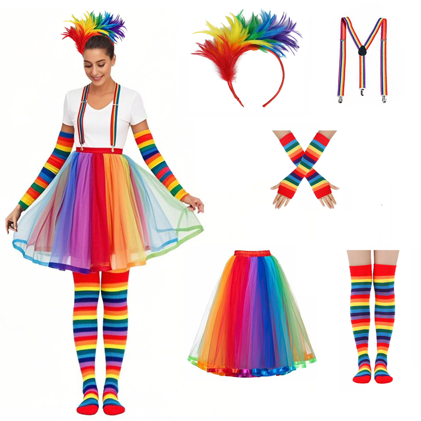 Rainbow Headband Strap Sleeve  - Knee High Sock Women 评论和价格