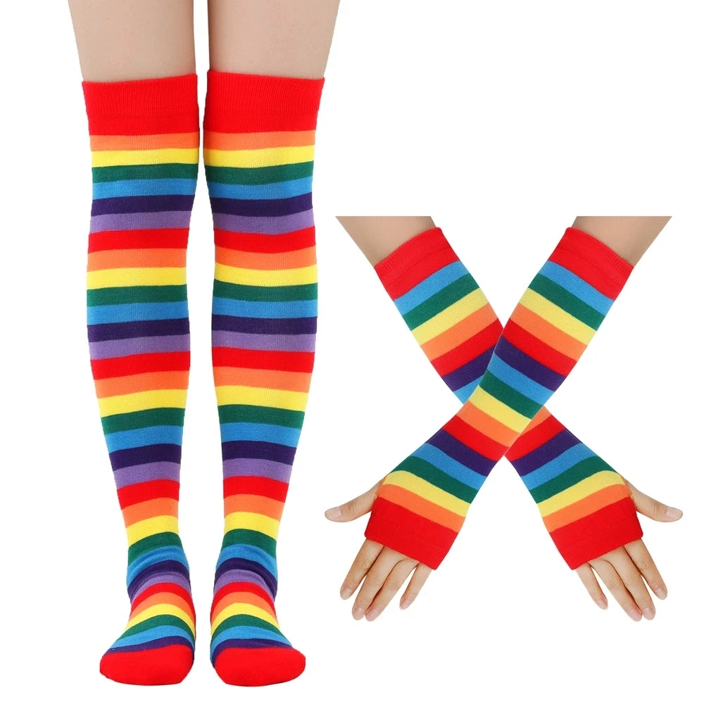 Rainbow Headband Strap Sleeve  - Knee High Sock Women 评论和价格