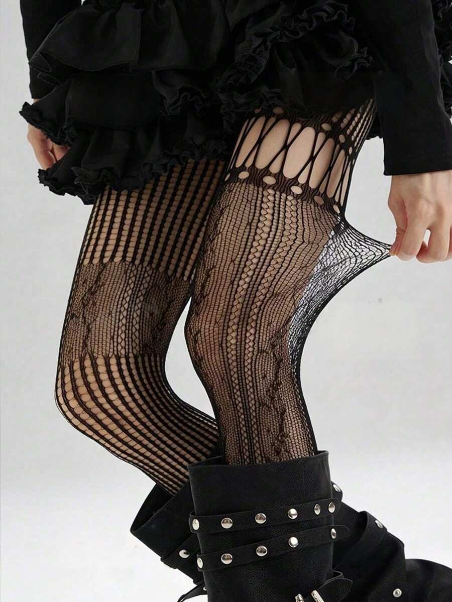 1pc Asymmetric Hollow Fishnet  - Tights Pantyhose Sheer 评论和价格