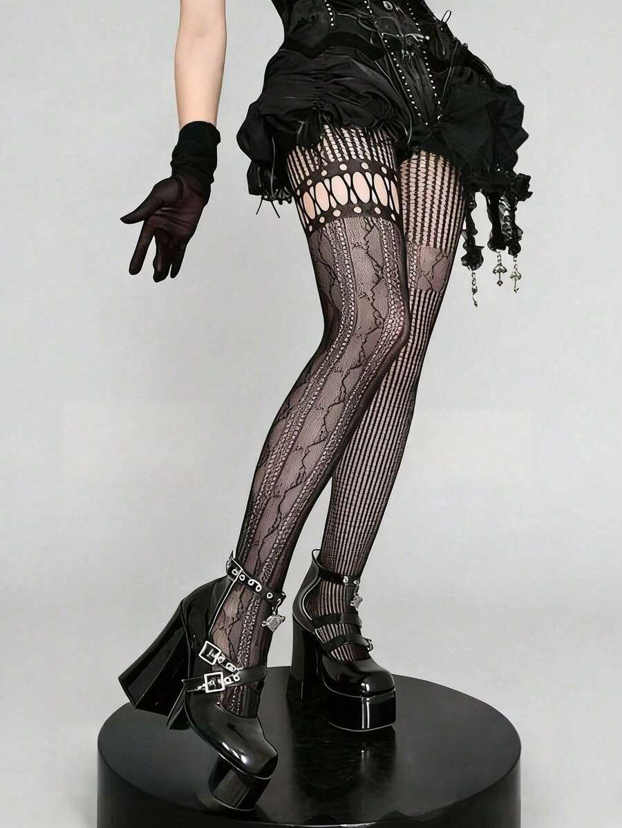 1pc Asymmetric Hollow Fishnet  - Tights Pantyhose Sheer 评论和价格