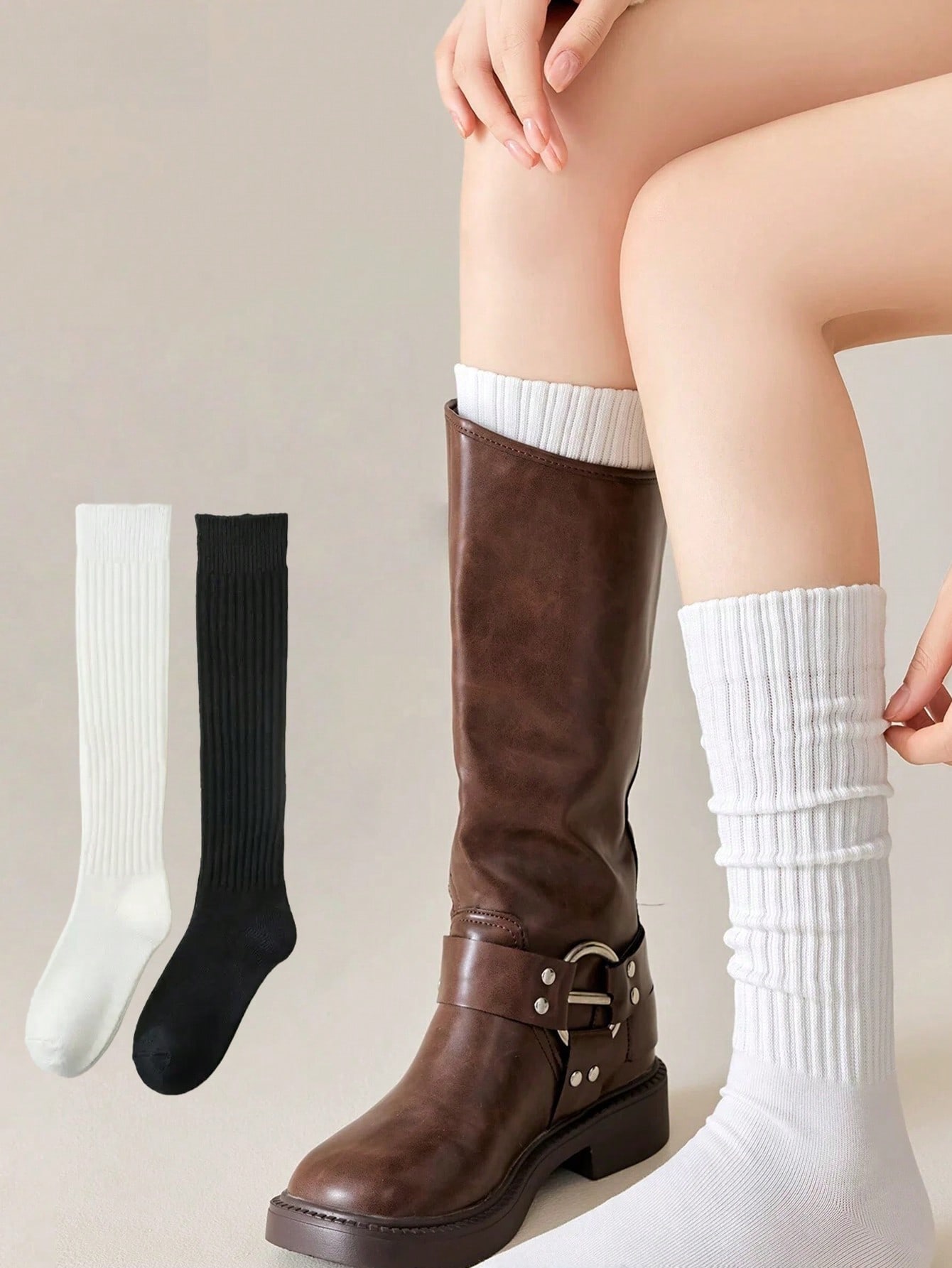 Women's Autumn/Winter Cute Gir - Boot Sock Slouchy 评论和价格