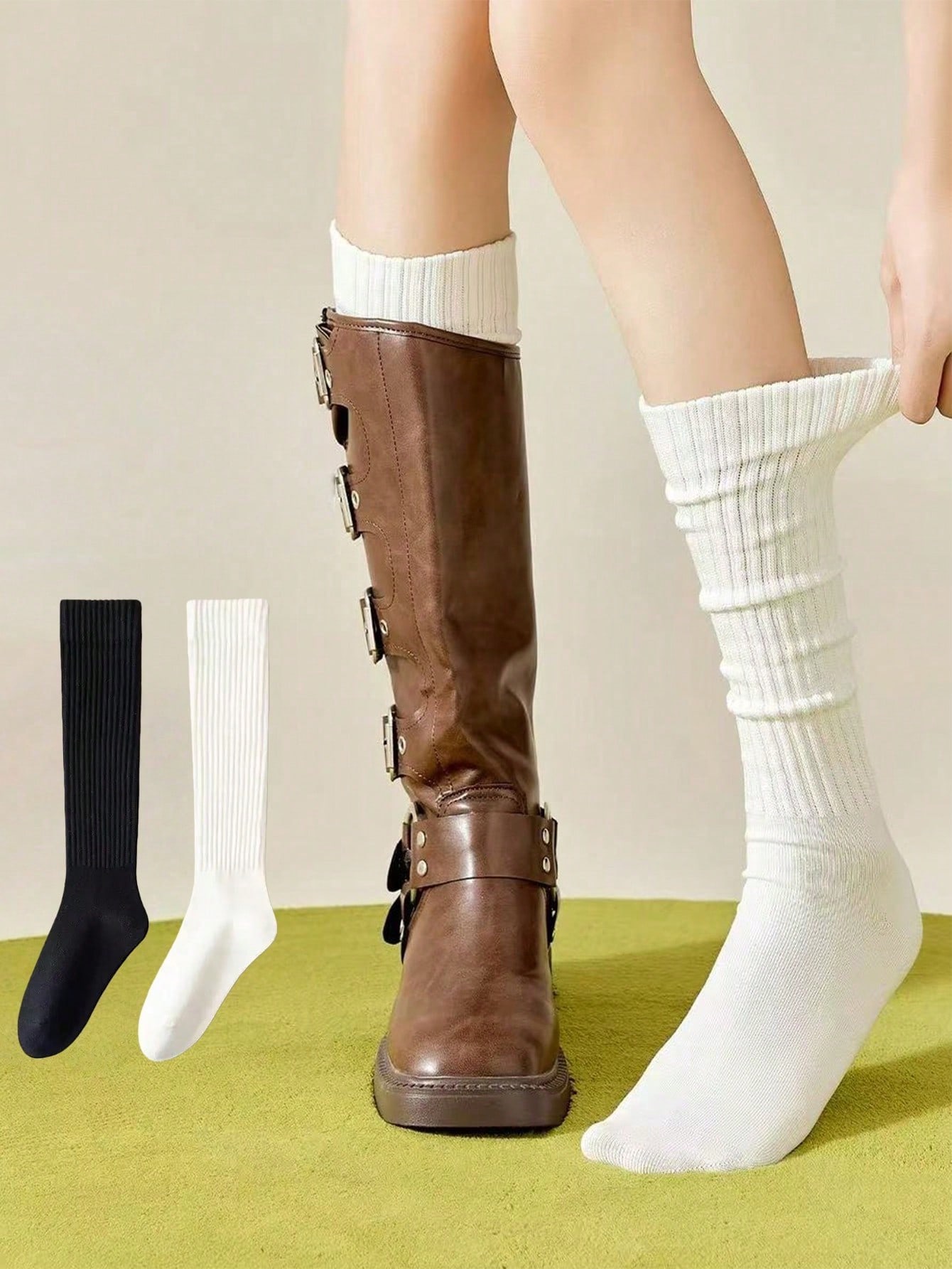 Women's Autumn/Winter Cute Gir - Boot Sock Slouchy 评论和价格