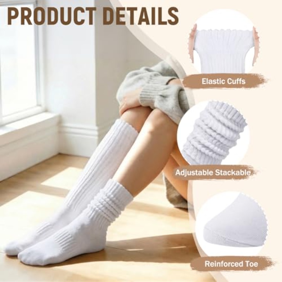 Chalier 5 Pairs Slouchy Socks  - Boot Sock Slouchy 评论和价格