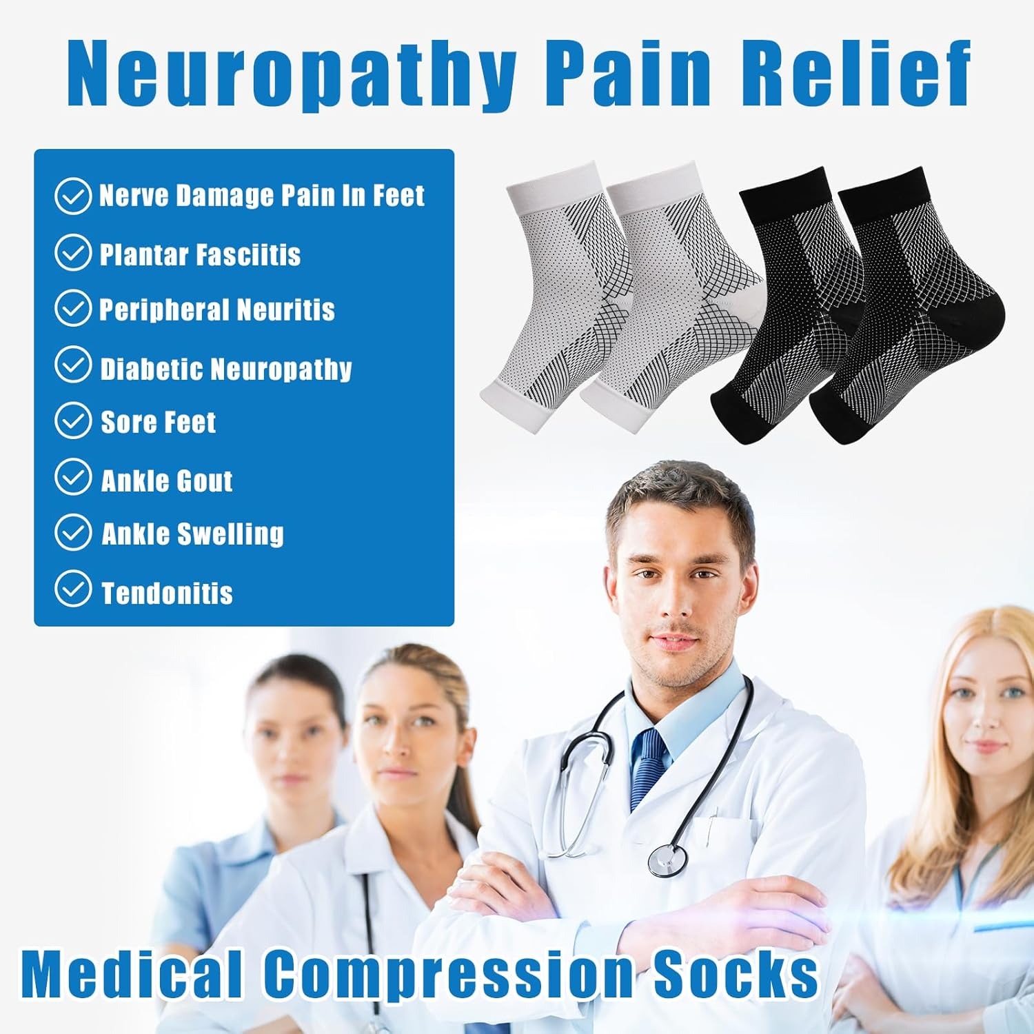 1pair Neuropathy Socks, Ankle  - Ankle Brace Sock 评论和价格
