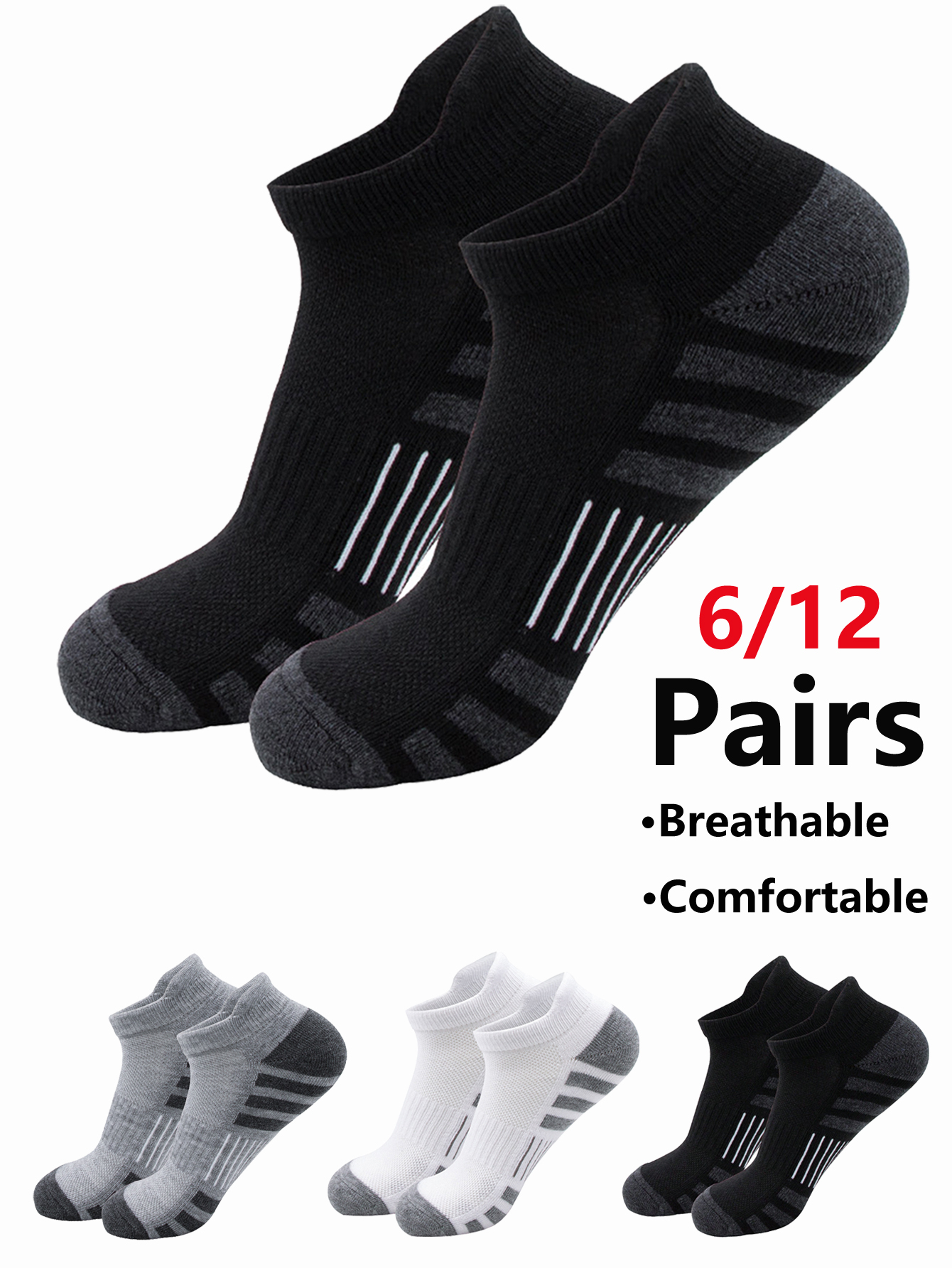 6/24 Pairs Cushioned Breathabl - Athletic Sock Cushion 评论和价格
