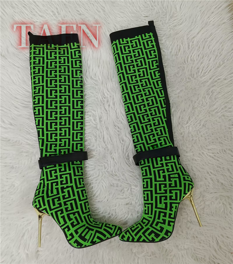Women Stretch Sock Boots Fashi - Knee High Sock Women 评论和价格