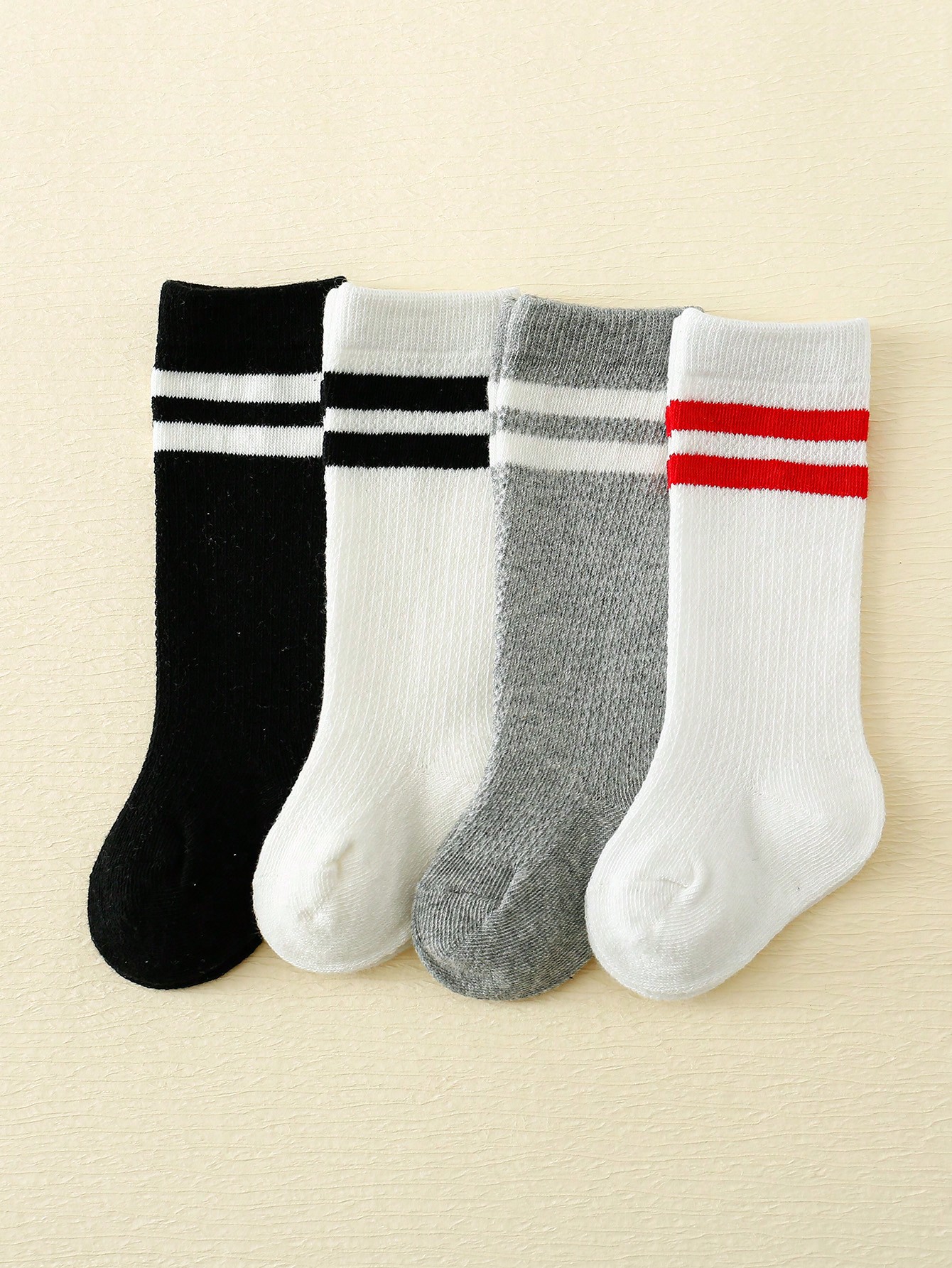 4-Pack Baby Toddler Striped Cr - Cotton Crew Sock Pack 评论和价格