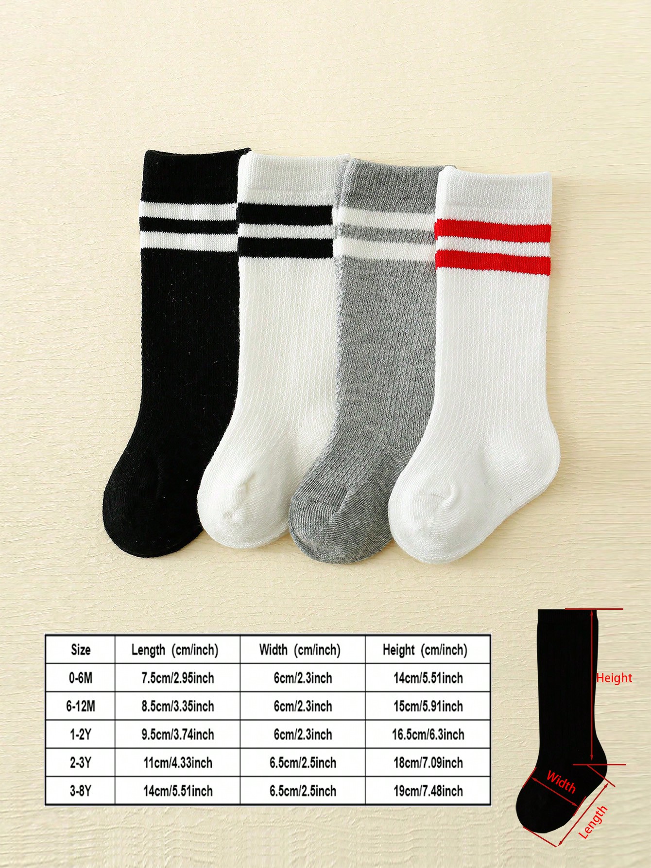4-Pack Baby Toddler Striped Cr - Cotton Crew Sock Pack 评论和价格