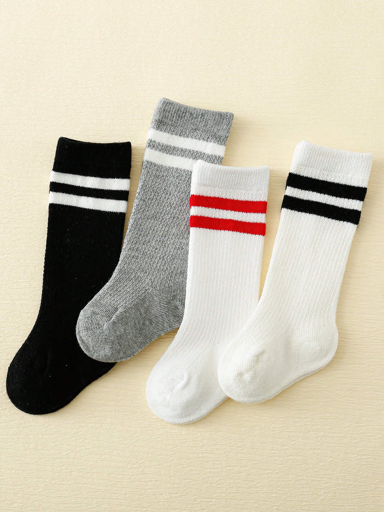 4-Pack Baby Toddler Striped Cr - Cotton Crew Sock Pack 评论和价格