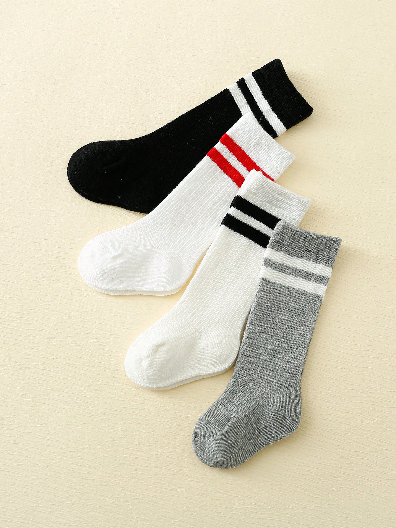 4-Pack Baby Toddler Striped Cr - Cotton Crew Sock Pack 评论和价格