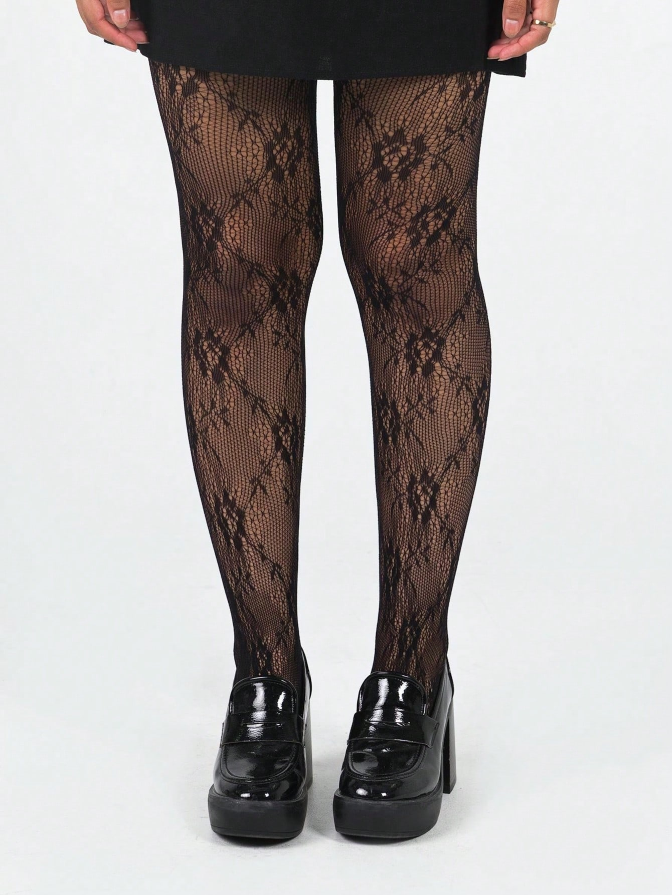 Women's Black Floral Lace Fish - Tights Pantyhose Sheer 评论和价格