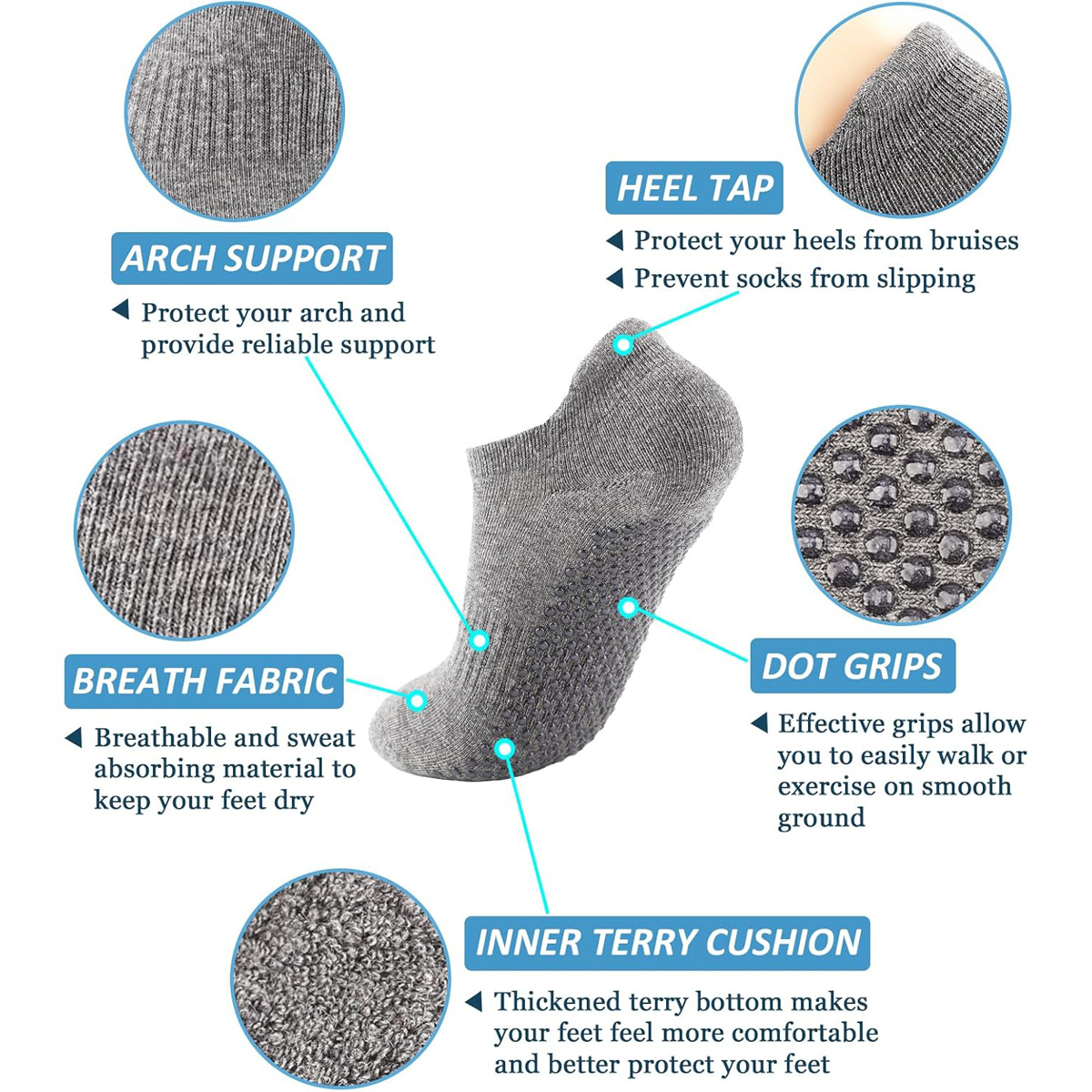 6 Pairs Yoga Socks for Women P - Grip Sock Yoga 评论和价格